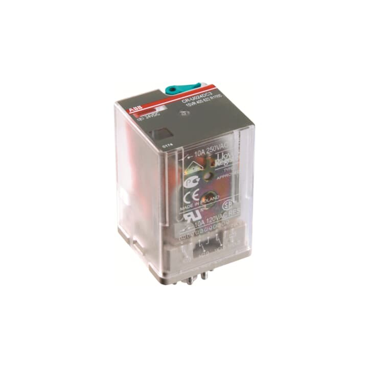 ABB Pluggable Interface Relay CR-M 12VDC 2 C/O (SPDT) 12A @ 250V 8 Pin Pluggable Relay (CR-U012DC2)