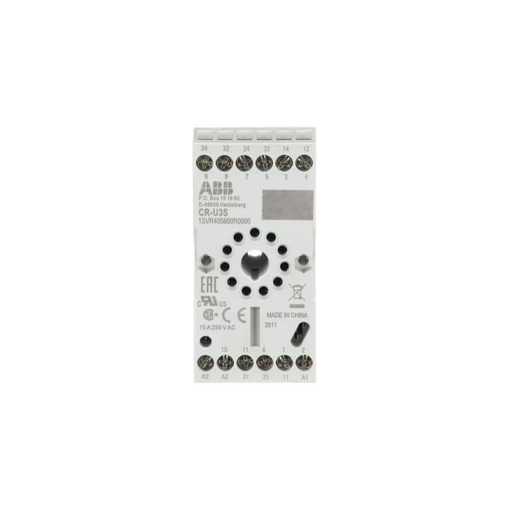 ABB Pluggable Interface Relay CR-M Round Pin Terminals Standard Base for CR-U 3 C/O Relay (CR-U3S)