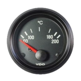 VDO Temperature Gauge Cockpit Vis 60 200°c Cyl 52mm 24V