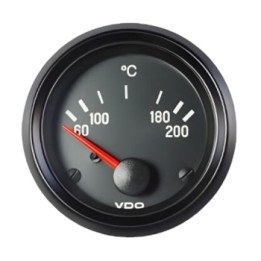 VDO Temperature Gauge Cockpit Vis 60 200°c Cyl 52mm 12V