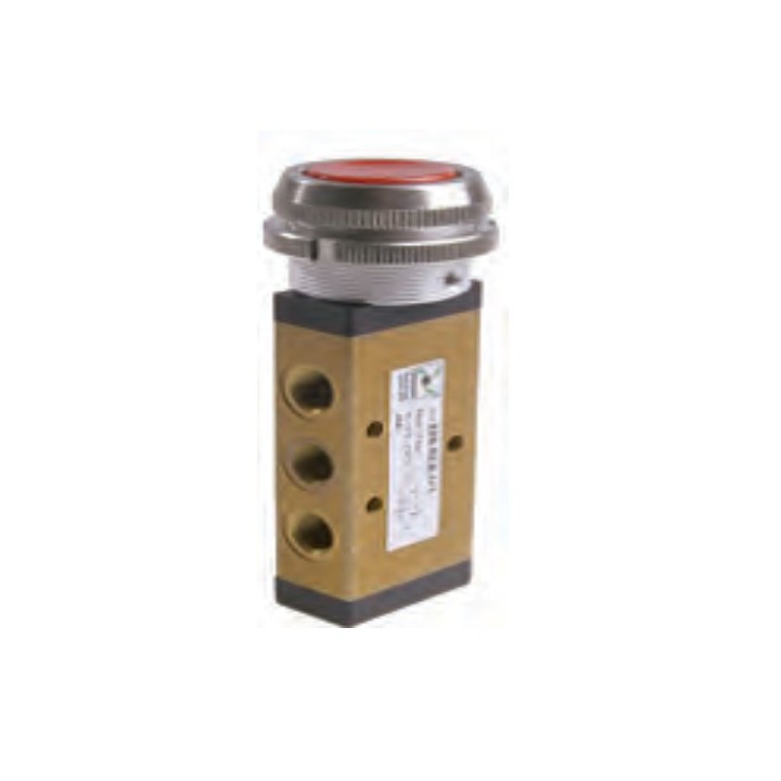 Pneumax 228.52.6.1/2 Mechanical Valve 1/8 Inch 5/2 Push Button Black Ø30 Spring