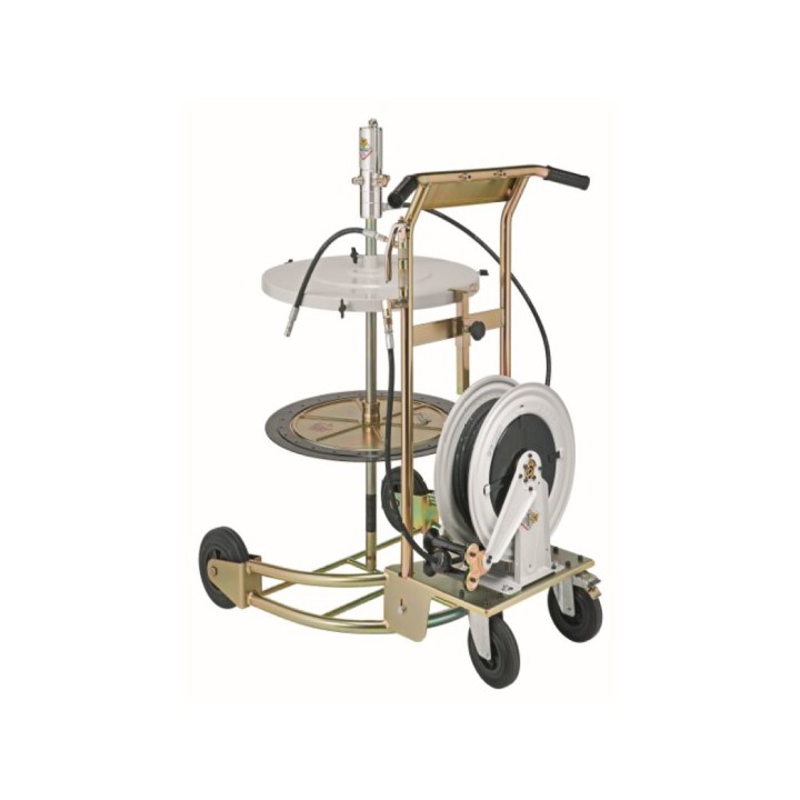 Raasm 64001 Mobile Grease Dispenser For 180-220 Kg Drums With Pump R 50:1, Hose Reel 12 M & Trolley P/N 80210