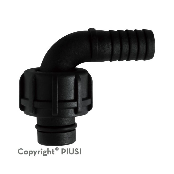 Piusi F15484000 Hosetail D.19 90 Degree W/Ring Nut For K24