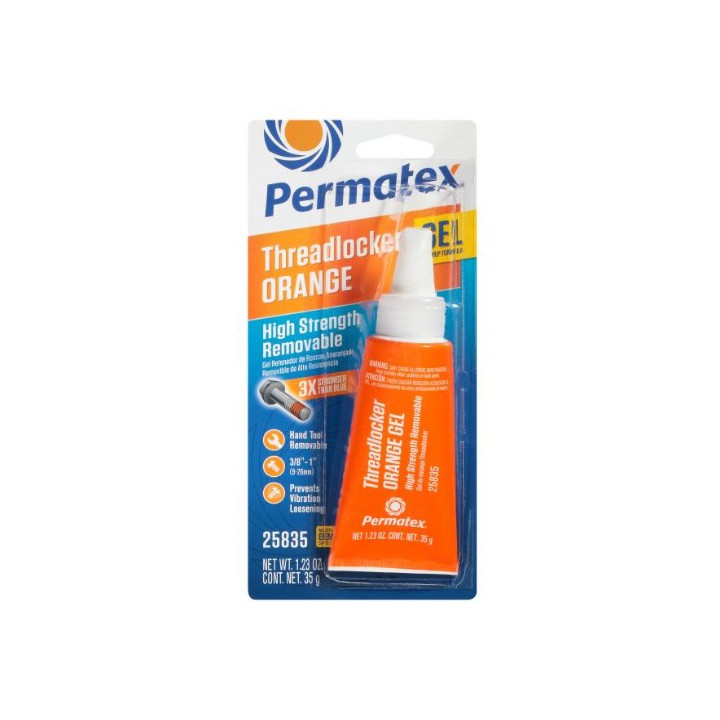Permatex 25835 HIGH STRENGTH REMOVABLE THREADLOCKER ORANGE