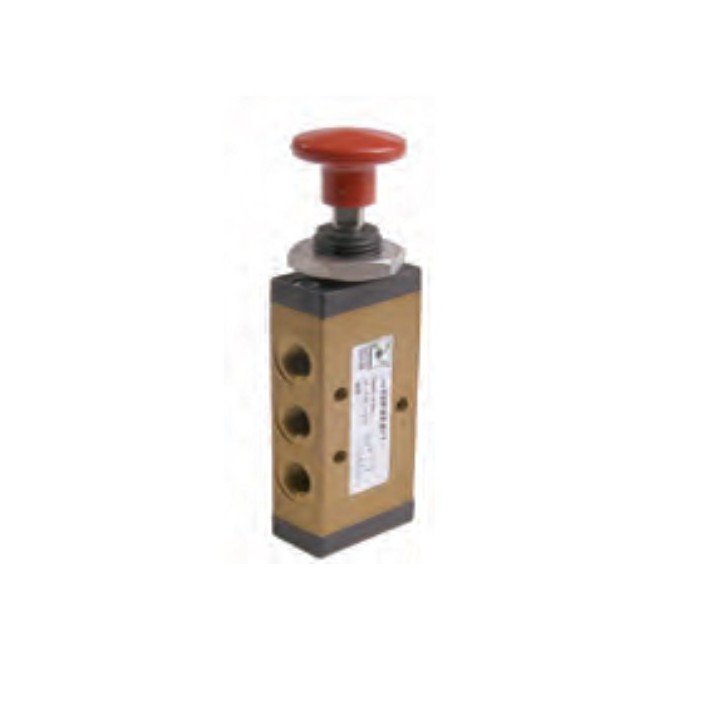 Pneumax 228.52.8/2 Mechanical Valve 1/8 Inch 5/2 Push Button Black Detent