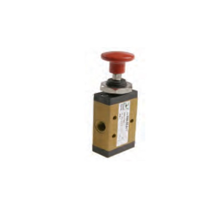 Pneumax 228.32.8/2 Mechanical Valve 1/8 Inch 3/2 Push Button Black Detent
