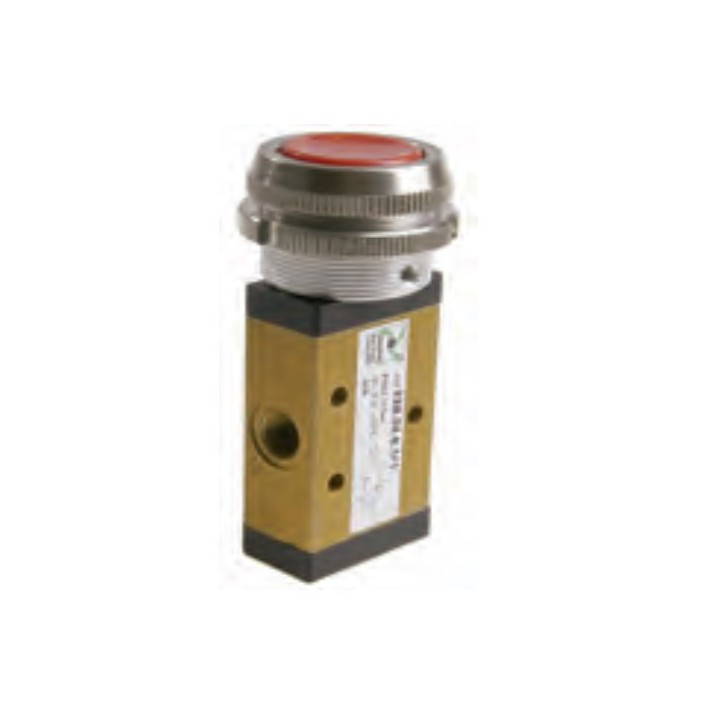 Pneumax 228.32.6.1/2 Mechanical Valve 1/8 Inch 3/2 Push Button Black Ø30 Spring