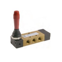 Pneumax 228.53.32.9.1/2 Mechanical Valve 1/8 Inch 5/3 Open Centr.Lever Spring Black