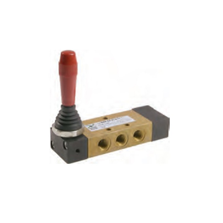 Pneumax 228.53.32.9.1/2 Mechanical Valve 1/8 Inch 5/3 Open Centr.Lever Spring Black