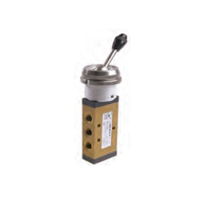 Pneumax 228.52.5/2 Mechanical Valve 1/8 Inch 5/2 Lever Pann 30Ø Black
