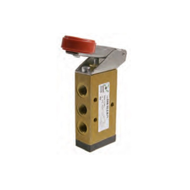 Pneumax 228.52.2.6/2 Mechanical Valve 1/8 Inch 5/2 Lever Black Button Spring