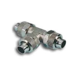 Pneumax 3090600 Tee Piece Quick Connect Fitting - Tube To Tube - Nickel Plated Brass - 6 mm To 6 mm