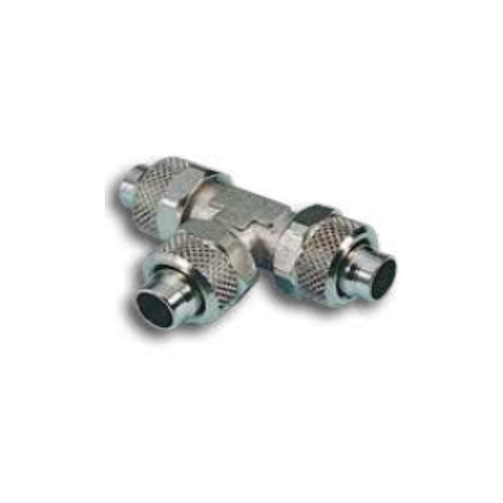 Pneumax 3090600 Tee Piece Quick Connect Fitting - Tube To Tube - Nickel Plated Brass - 6 mm To 6 mm