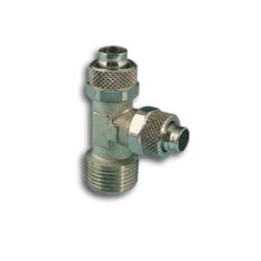 Pneumax 3080618 Male Run Tee Quick Connect Fitting - Tube To Male Thread - Nickel Plated Brass - 6 mm To 1/8"