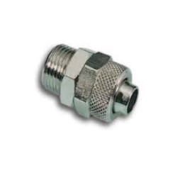 Pneumax 301Z0614 Male Stud Paralell Quick Connect Fitting - Tube To Male Thread - Nickel Plated Brass - 6 mm To 1/4"