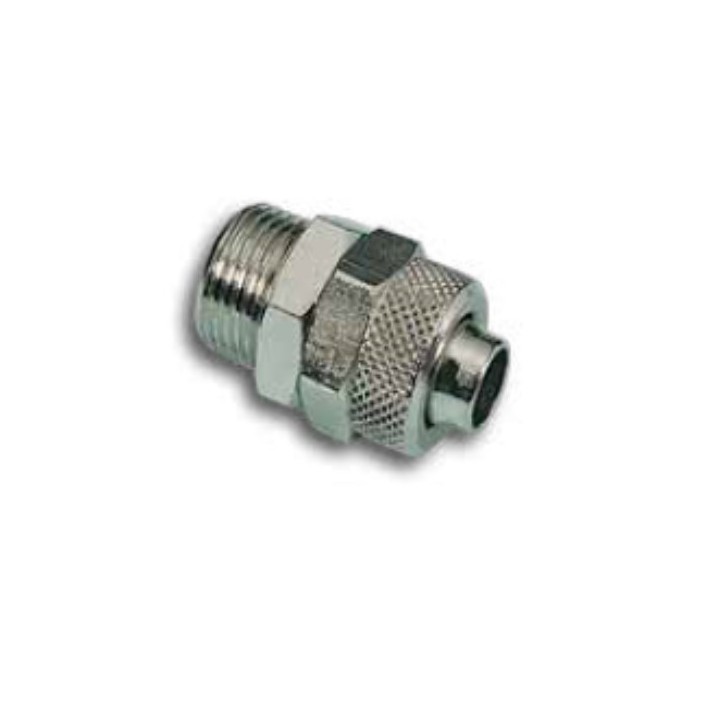 Pneumax 301Z0614 Male Stud Paralell Quick Connect Fitting - Tube To Male Thread - Nickel Plated Brass - 6 mm To 1/4"