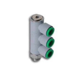 Pneumax T340818 Tripple Banjo Swivel - Tube To Male Thread - Technopolymer - 8 mm Tube To 1/8"
