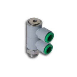 Pneumax T330618 Double Banjo Swivel Push In Fitting - Body Only - Technopolymer - 6 mm Tube To 1/8"