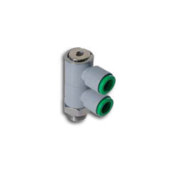 Pneumax T330618 Double Banjo Swivel Push In Fitting - Body Only - Technopolymer - 6 mm Tube To 1/8"