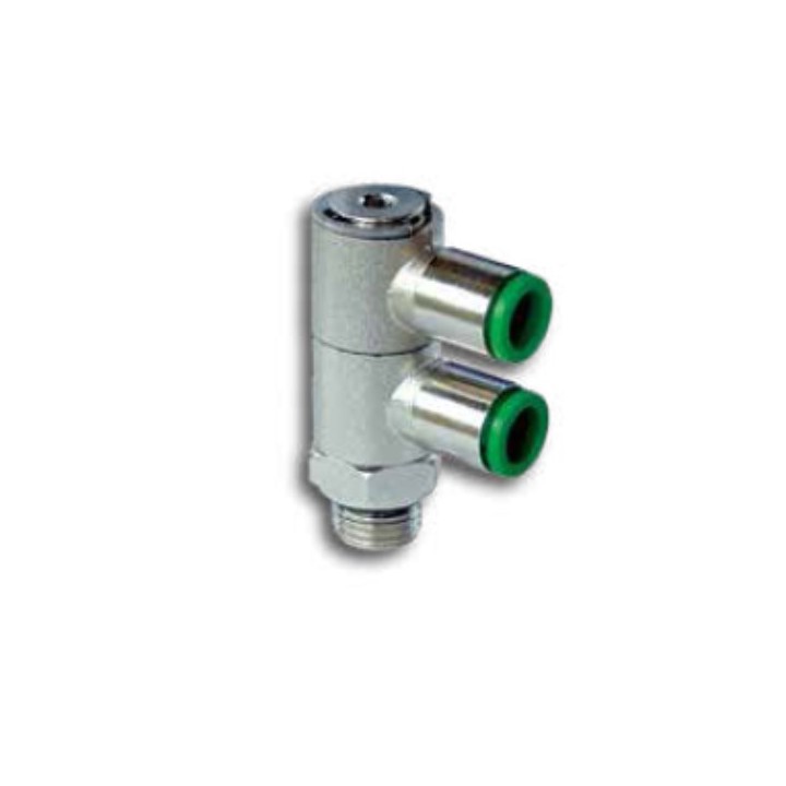Pneumax 330818 Double Banjo Swivel Push In Fitting - Body Only - Brass - 8 mm Tube To 1/8"