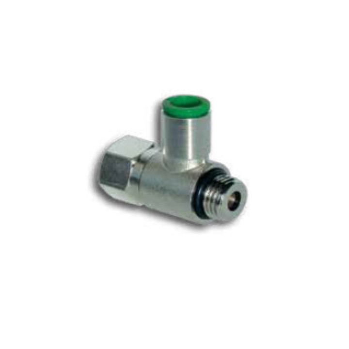 Pneumax 300614 Bi-Directional Elbow Flow Control Fitting - Tube To Male Thread - Technopolymer - 6 mm Tube To 1/4"