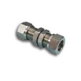 Pneumax 2040800 Bulkhead Compression Fitting - Tube To Tube - Nickel Plated Brass - 8 mm To 8 mm