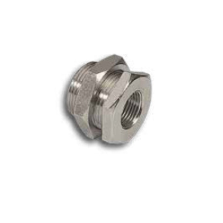 Pneumax 12714 Bulkhead - Female Thread To Female Thread - Nickel Plated Brass - 1/4"