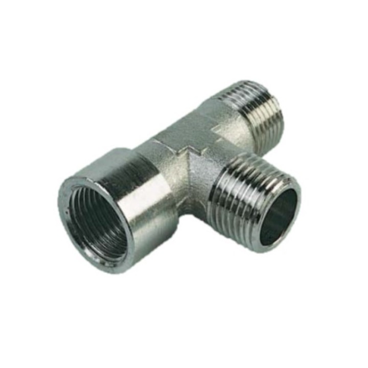 Pneumax 11814 Off-Set Tee Piece - Male Thread To Female Thread - Nickel Plated Brass - 1/4" To 1/4"