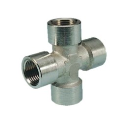 Pneumax 11414 Cross Piece - Female Thread - Nickel Plated Brass - 1/4" To 1/4"