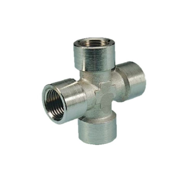 Pneumax 11414 Cross Piece - Female Thread - Nickel Plated Brass - 1/4" To 1/4"