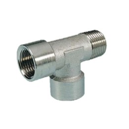 Pneumax 11314 Off-Set Male Tee Piece - Male Thread To Female Thread - Nickel Plated Brass - 1/4" To 1/4"