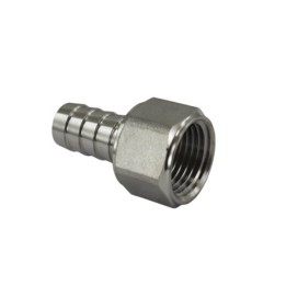 Pneumax 1221212 Hose Adaptor - Female Thread To Hose Barb - Nickel Plated Brass - 12 mm To 1/2"
