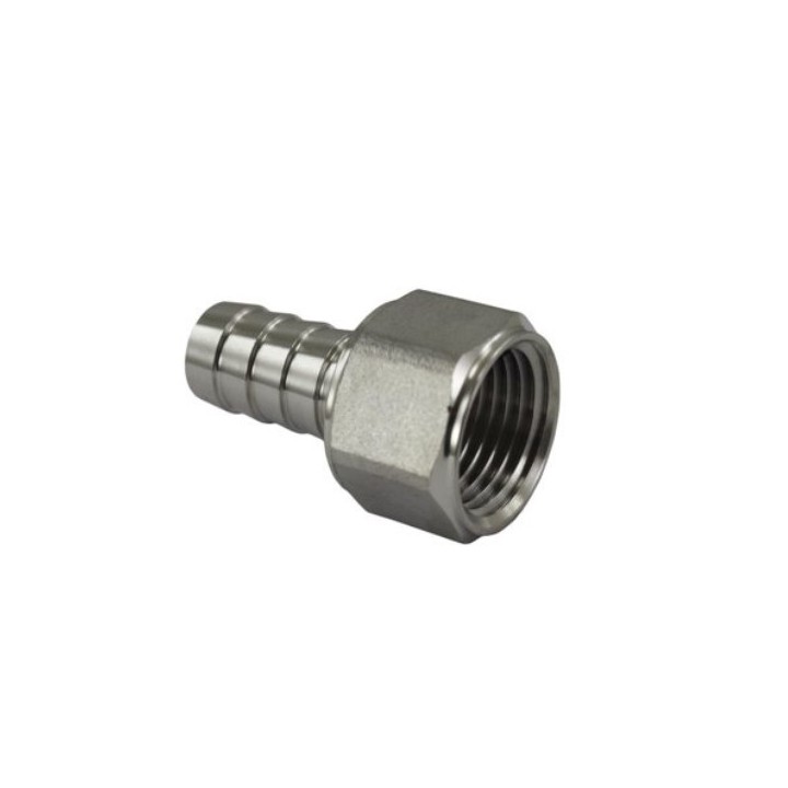 Pneumax 1221212 Hose Adaptor - Female Thread To Hose Barb - Nickel Plated Brass - 12 mm To 1/2"