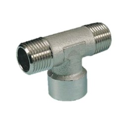 Pneumax 11714 Centre Female Tee - Male Thread To Female Thread - Nickel Plated Brass - 1/4" To 1/4"