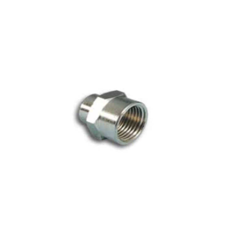 Pneumax 1061412 Reducing Sleeve - Female Thread To Female Thread - Nickel Plated Brass - 1/4" Female 1/2" Female