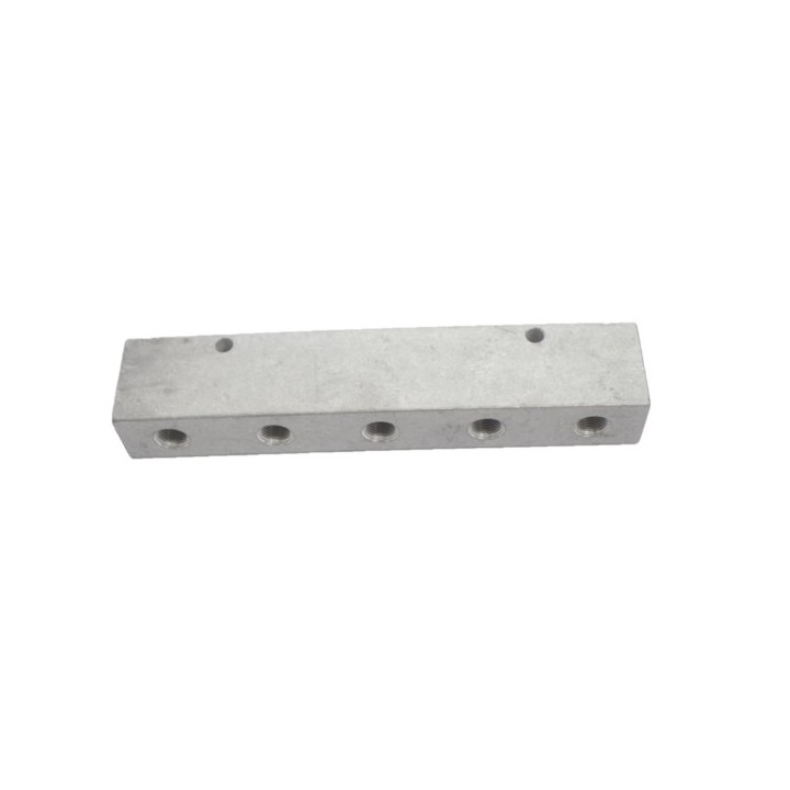 Pneumax RIPUL1526 Distribution Manifold Block - Unequal Long - Aluminium - 2 X 3/8" To 6 X 1/4"