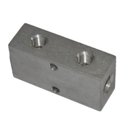 Pneumax RIPUC15133 Distribution Manifold Block - Unequal Short - Aluminium - 2 X 1/4" To 3 X 1/8"