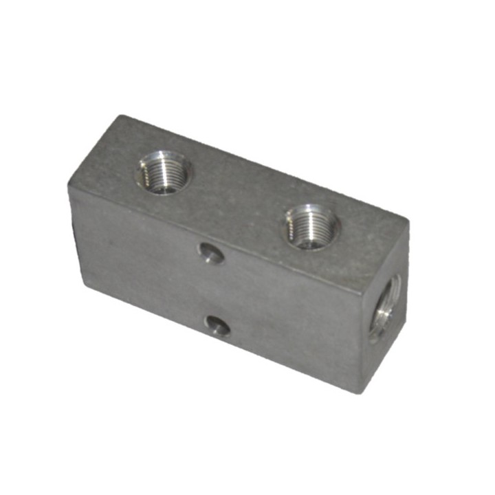 Pneumax RIPUC15122 Distribution Manifold Block - Unequal Short - Aluminium - 2 X 1/4" To 4 X 1/8"