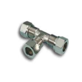 Pneumax 2090400 Tee Compression Fitting - Tube To Tube - Nickel Plated Brass - 4 mm To 4 mm