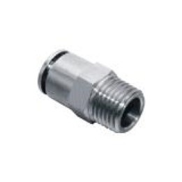 Isaiah IPCT10-02 Male Stud Push In Fitting - Tube To Male Thread - Nickel Plated Brass - 10 mm Tube To 1/4"