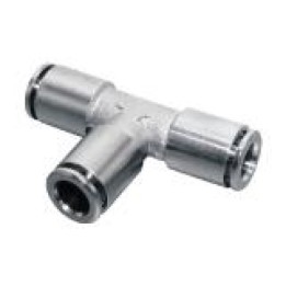 Isaiah IPET08 Tee Piece Push In Fitting - Tube To Tube - Nickel Plated Brass - 8 mm Tube 8 mm