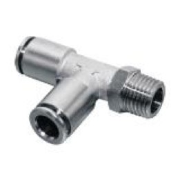 Isaiah IPDT08-03 Male Run Tee Push In Fitting - Tube To Male Thread - Nickel Plated Brass - 8 mm Tube To 3/8"