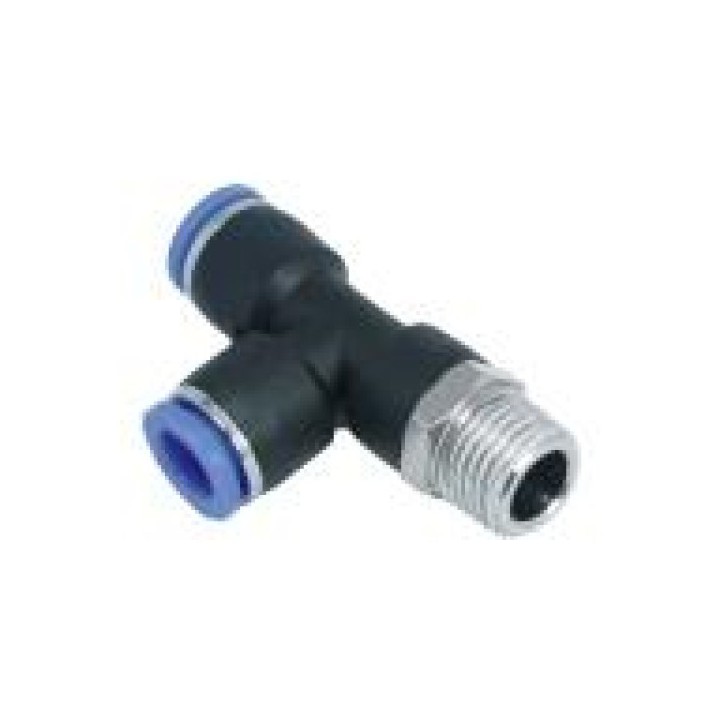Isaiah IPD04-01 Male Run Tee Push In Fitting - Tube To Male Thread - Technopolymer - 4 mm Tube To 1/8"