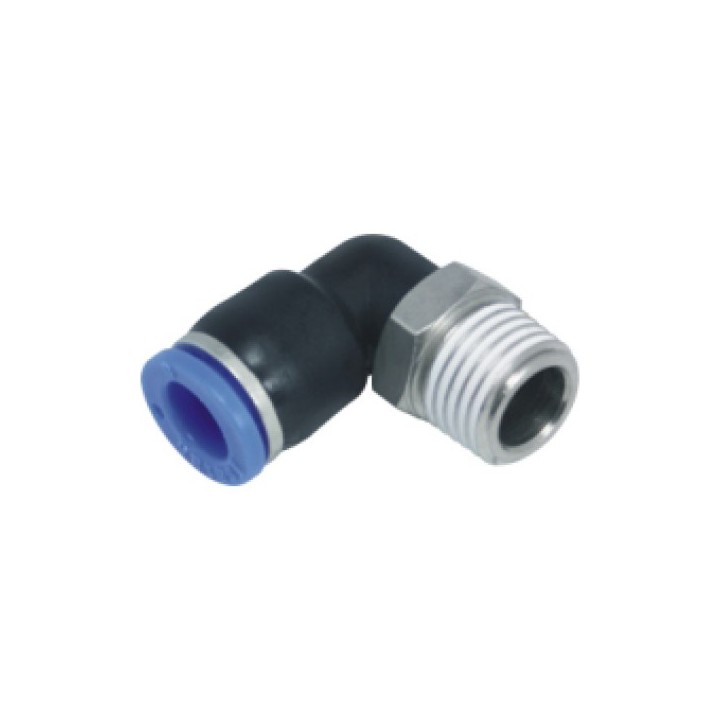 Isaiah IPLN04-01 Male Compact Elbow Push In Fitting - Tube To Male Thread - Technopolymer - 4 mm Tube To 1/8"