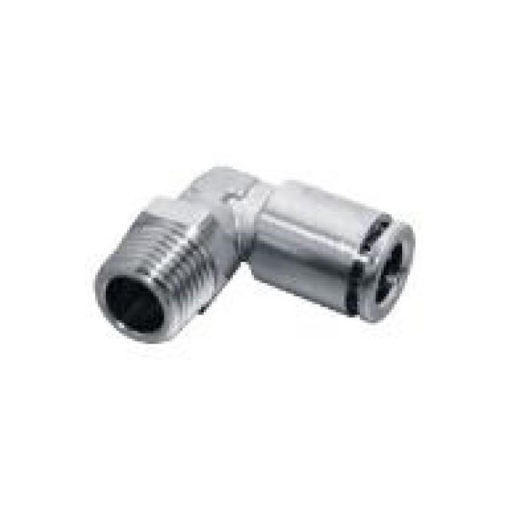 Isaiah IPLT10-03 Male Elbow Push In Fitting - Tube To Male Thread - Nickel Plated Brass - 10mm Tube To 3/8"