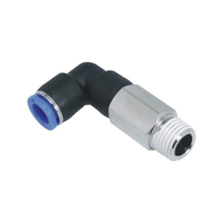 Isaiah IPLL08-02 Male Extended Elbow Push In Fitting - Tube To Male Thread - Technopolymer - 8 mm Tube To 1/4"