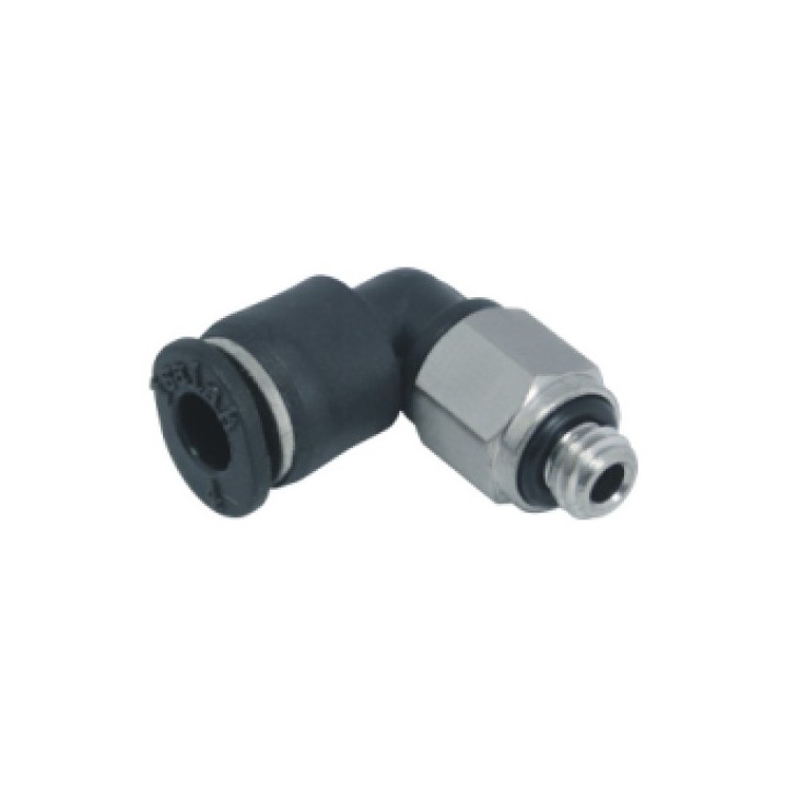 Isaiah IPL06-02C Male Elbow Push In Fitting - Tube To Male Thread - Technopolymer - 6 mm Tube To 1/4"Compact