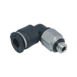 Isaiah IPL06-01C Male Elbow Push In Fitting - Tube To Male Thread - Technopolymer - 6 mm Tube To 1/8"Compact