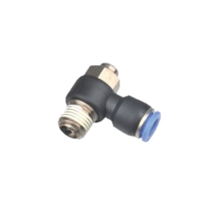 Isaiah ISCA06-02 Male Elbow Flow Control Fitting - Tube To Male Thread - Technopolymer - 6 mm Tube To 1/4" Sloted