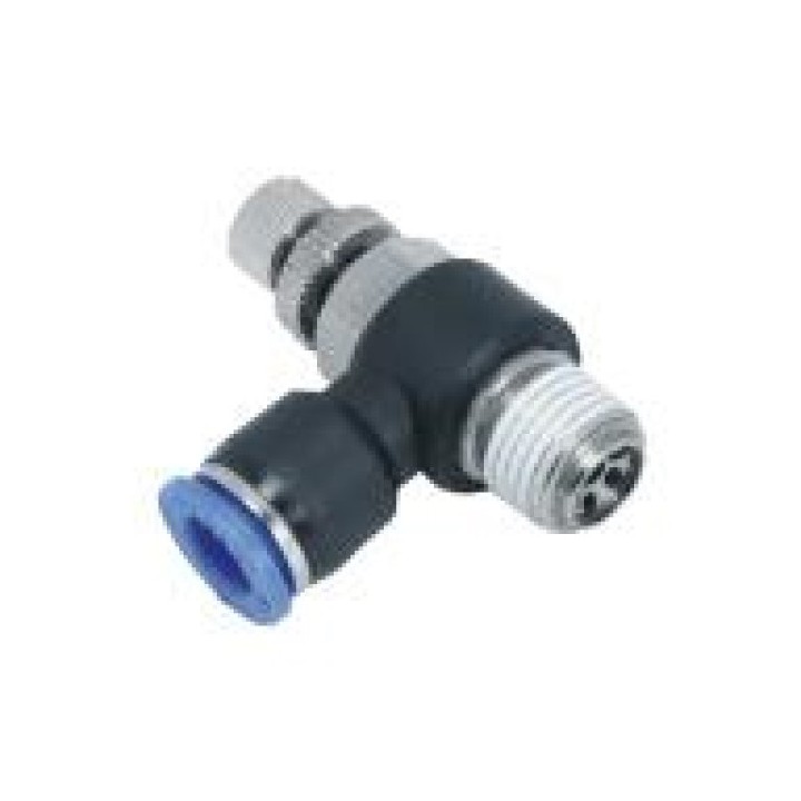 Isaiah ISC08-03 Male Elbow Flow Control Fitting - Tube To Male Thread - Technopolymer - 8 mm Tube To 3/8"